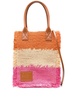 frayed woven-raffia tote bag