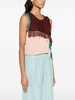 colour-block frayed knitted top