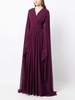 cape-effect pleated gown