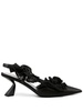 ruffle-detailed satin slingbacks