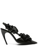 115mm ruffle-detail satin pumps