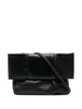 embossed-logo leather shoulder bag