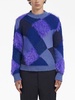 faux-fur argyle-knit jumper