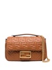 Brown Baguette Chain Medium Leather Shoulder Bag