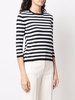 striped three-quarter sleeve jumper