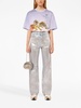 metallic-finish straight-leg trousers