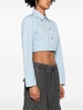 Blue Boned Cotton Cropped Shirt