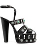 gemstone-detail leather platform sandals