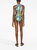 wave-print cut-out detailing swimsuit 