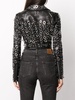 eyelet embellished leather jacket