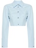 Blue Boned Cotton Cropped Shirt