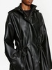 hooded faux leather parka