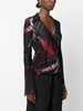 abstract-pattern stretch-silk wrap blouse