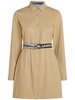 logo-belt long-sleeve shirt dress