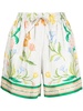 floral-print silk shorts