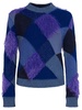 faux-fur argyle-knit jumper