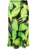 leaf-print midi skirt