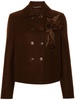 floral-appliqué double-breasted jacket