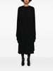 Black Pleated Long-Sleeve Maxi Dress