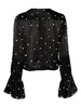 faux-pearl embellished long-sleeve bouse