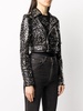 eyelet embellished leather jacket