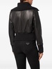 knitted-collar zipped leather jacket