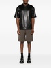 drop-shoulder faux-leather T-shirt