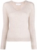 V-neck wool-silk jumper