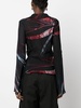 abstract-pattern stretch-silk wrap blouse