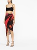 Queen's Gambit-print wrap midi skirt