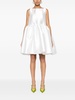 White Puffball-Hem Satin Midi Dress