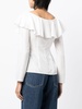 off shoulder frilled silk blouse