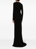 long-sleeve draped gown