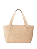 embroidered-logo raffia tote bag