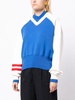 striped double V-neck sweatshirt