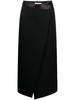 satin-belt wrap midi skirt