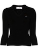 Orb-embroidered polo jumper