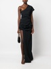 gathered asymmetric silk gown