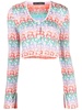 hearts-pattern cropped cardigan