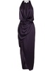 asymmetric halterneck silk dress