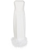 white Minelli feather trim midi dress