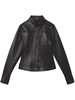 leather classic-collar fitted jacket