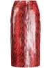 snakeskin-effect leather pencil skirt