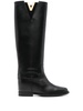 V-plaque knee boots