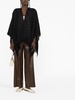 fringed-edge cotton-blend poncho