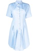 pleat-detailing flared cotton shirtdress