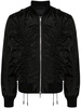 black ruched bomber jacket