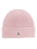 Pink Logo-Patch Virgin-Wool Beanie Hat