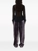 striped velvet-finish straight-leg trousers