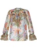 ruffled floral-print silk shirt